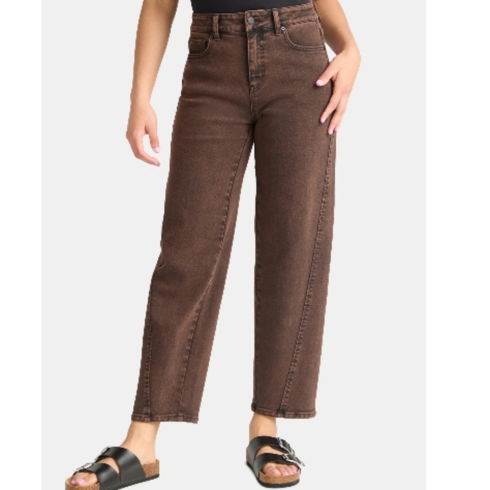 Time and Tru High Rise Straight Leg Jeans in Brown